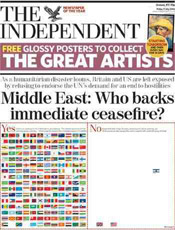 Independent front cover, dedicated to an infographic on the Middle East